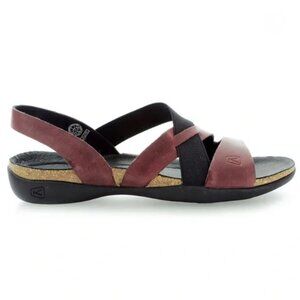Keen Dauntless Sandal Red Black Cork Sling Back Leather Strappy Open Toe 8.5